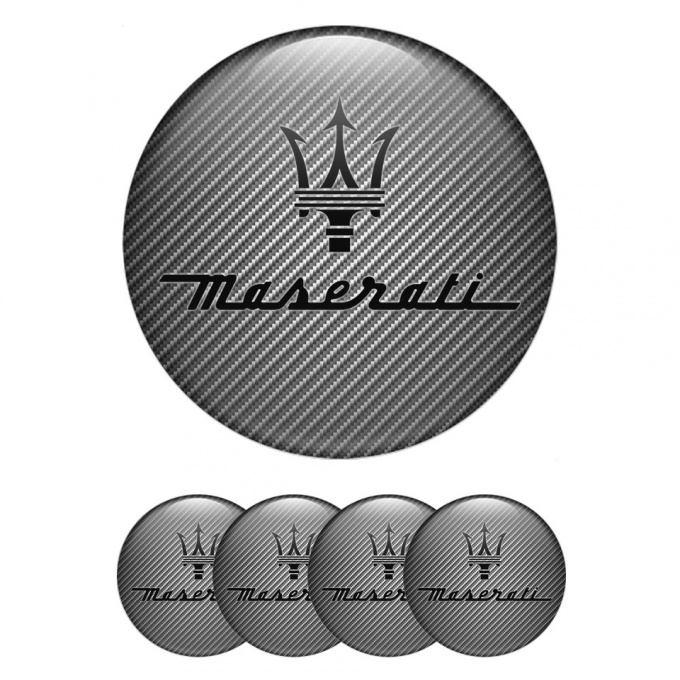 Maserati Emblem for Center Wheel Caps Carbon Texture Black Trident