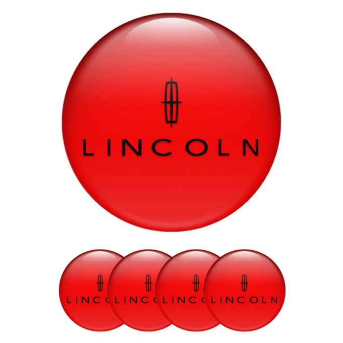 Lincoln Silicone Stickers for Center Wheel Caps Red Print Dark Star Logo