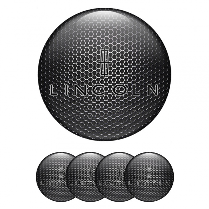 Lincoln Stickers for Wheels Center Caps Steel Texture Black Star Logo