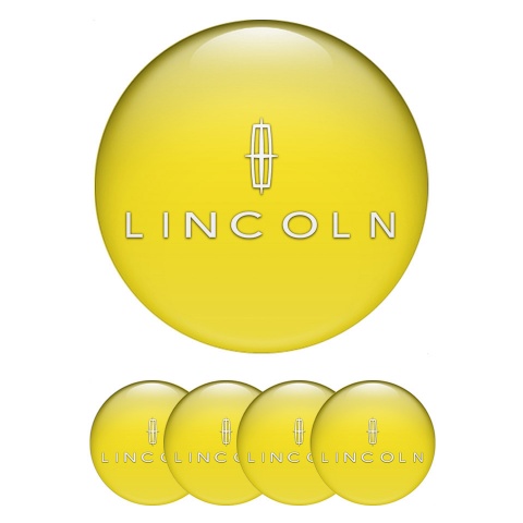 Lincoln Wheel Stickers for Center Caps Yellow Print White Star Logo