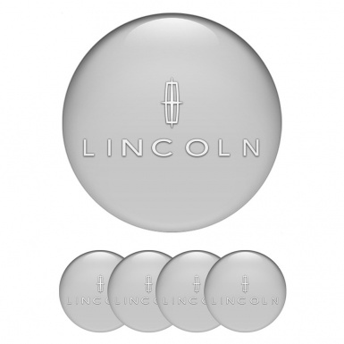 Lincoln Silicone Stickers for Center Wheel Caps Grey Print White Logo
