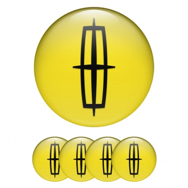 Lincoln Center Wheel Caps Stickers Yellow Background Black Grand Logo