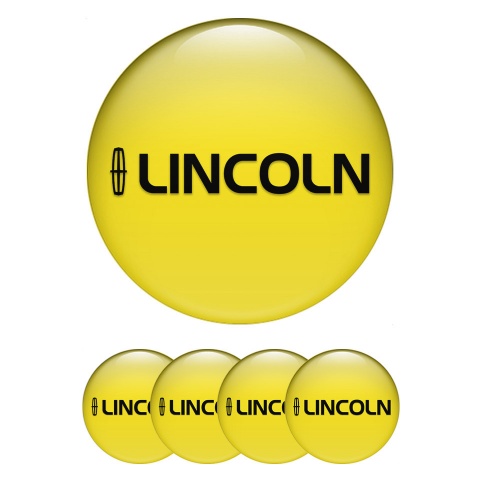 Lincoln Stickers for Center Wheel Caps Yellow Base Dark Logo Print
