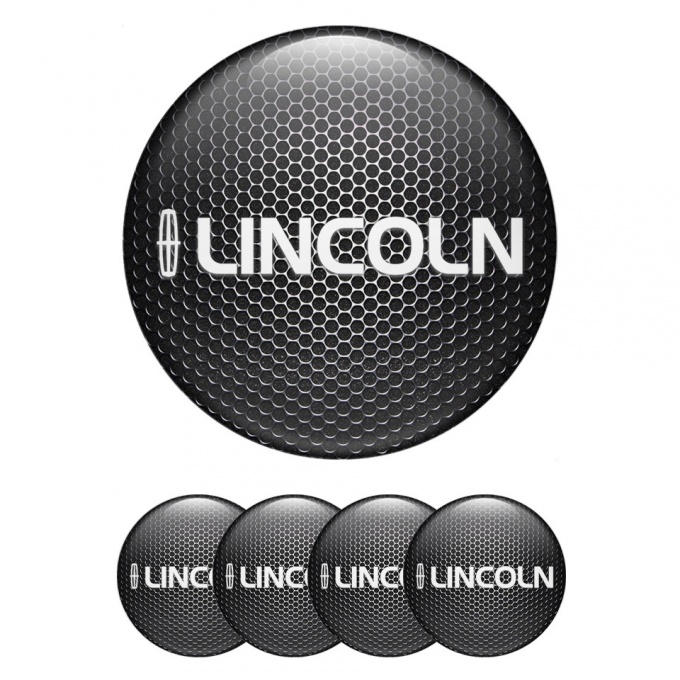 Lincoln Wheel Emblem for Center Caps Steel Mesh White Logo Print