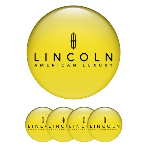 Lincoln Center Wheel Caps Stickers Yellow Base Black Luxury Logo