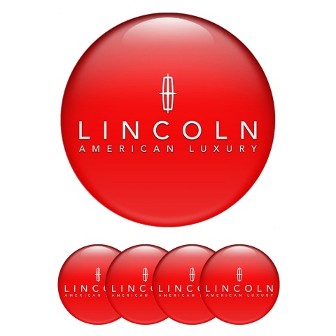 Lincoln Stickers for Wheels Center Caps Red Print White Luxury Logo