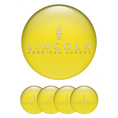 Lincoln Emblem for Center Wheel Caps Yellow Print White Luxury Logo