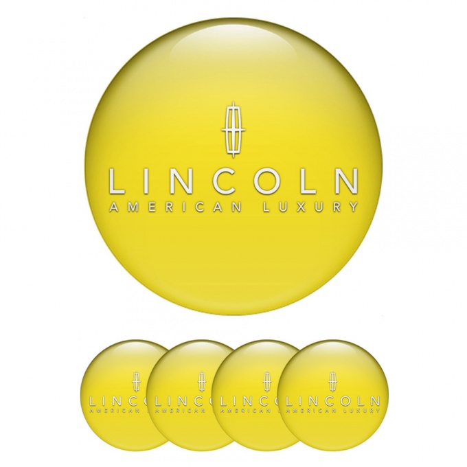 Lincoln Emblem for Center Wheel Caps Yellow Print White Luxury Logo