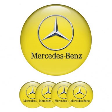 Mercedes Wheel Emblem for Center Caps Yellow Chrome Logo Edition