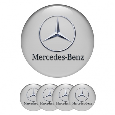Mercedes Stickers for Wheels Center Caps Grey Chrome Logo Edition
