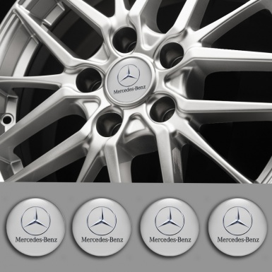 Mercedes Stickers for Wheels Center Caps Grey Chrome Logo Edition