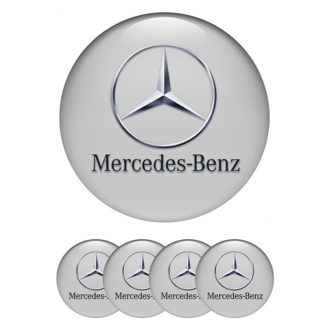 Mercedes Stickers for Wheels Center Caps Grey Chrome Logo Edition