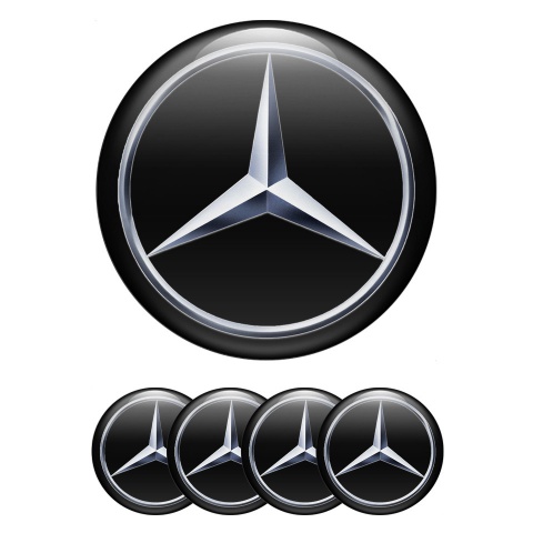 Mercedes Center Wheel Caps Stickers Black Metallic Star Edition