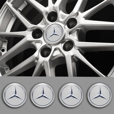 Mercedes Silicone Stickers for Center Wheel Caps Grey Base Metallic Star