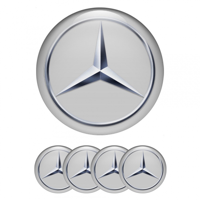 Mercedes Silicone Stickers for Center Wheel Caps Grey Base Metallic Star