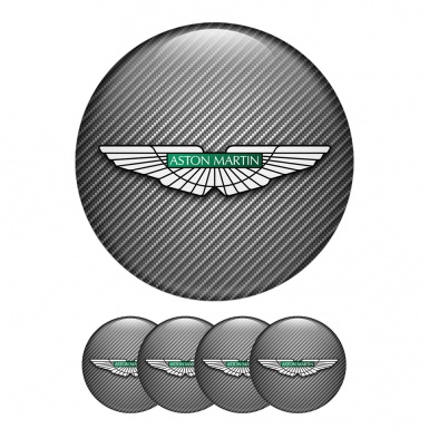 Aston Martin Wheel Center Cap Domed Stickers Dark Gray Carbon
