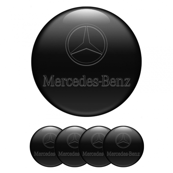 Mercedes Wheel Emblem for Center Caps Black Print Dark Classic Logo