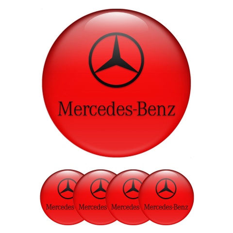 Mercedes Emblem for Wheel Center Caps Red Print Classic Black Logo