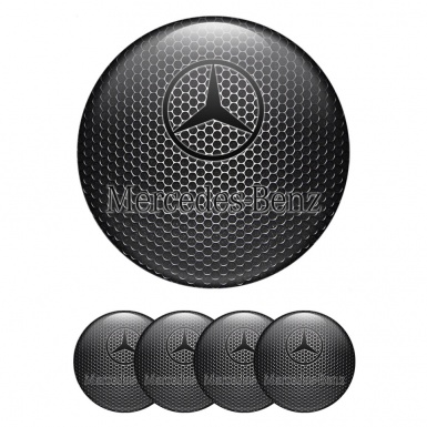 Mercedes Wheel Stickers for Center Caps Steel Grate Classic Black Logo