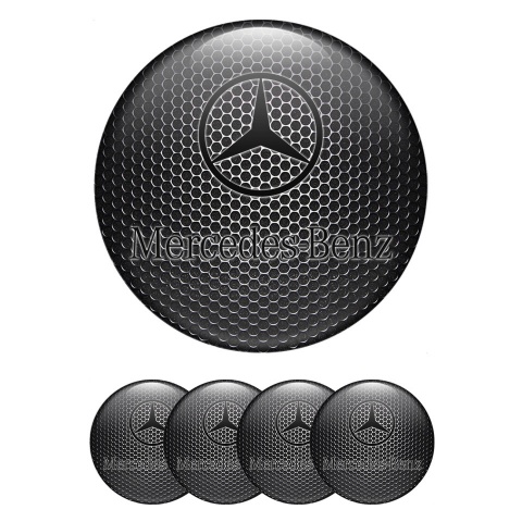 Mercedes Wheel Stickers for Center Caps Steel Grate Classic Black Logo