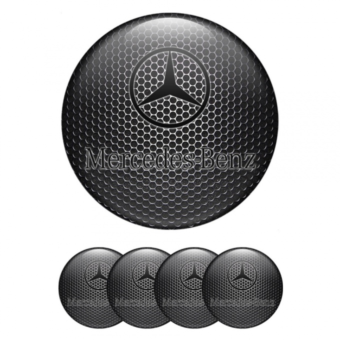 Mercedes Wheel Stickers for Center Caps Steel Grate Classic Black Logo