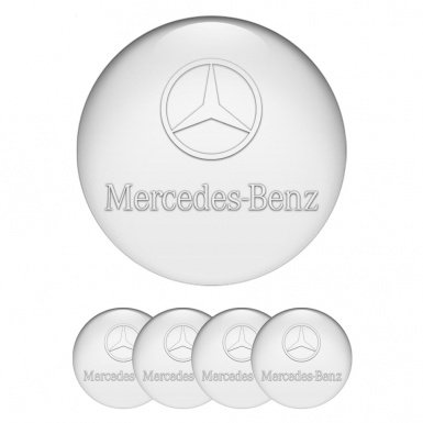 Mercedes Stickers for Center Wheel Caps White Classic Transparent Logo