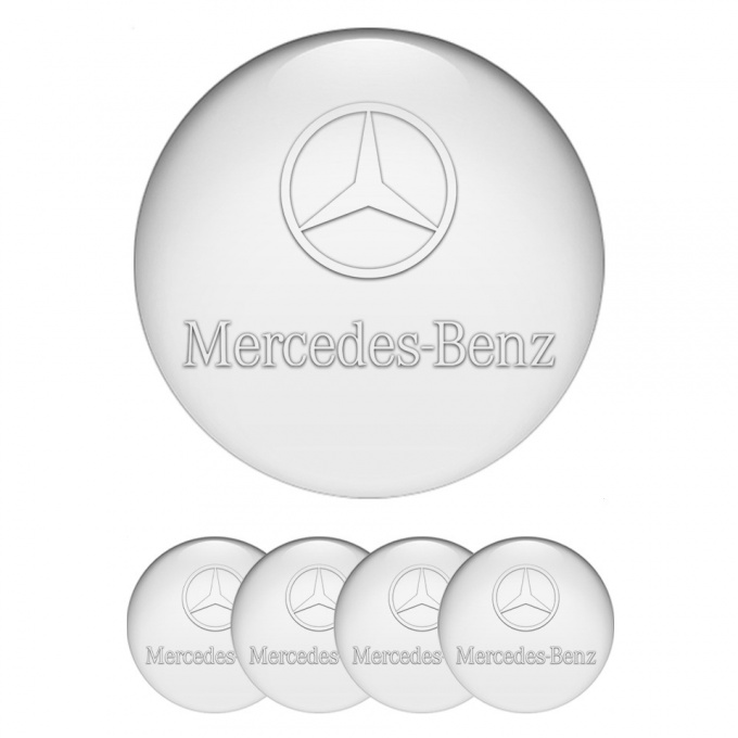 Mercedes Stickers for Center Wheel Caps White Classic Transparent Logo