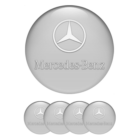 Mercedes Emblem for Wheel Center Caps Grey Base Classic White Logo