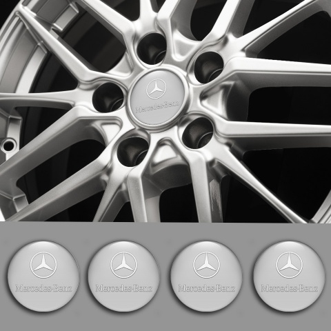 Mercedes Emblem for Wheel Center Caps Grey Base Classic White Logo