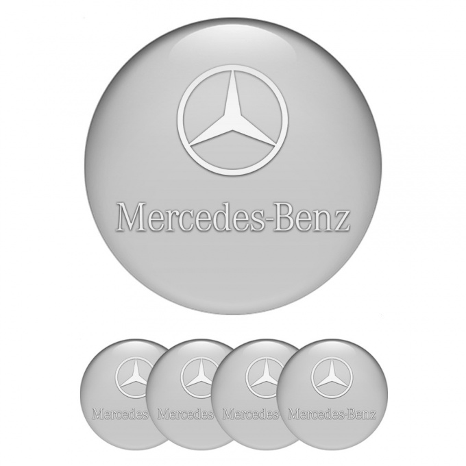 Mercedes Emblem for Wheel Center Caps Grey Base Classic White Logo