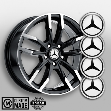 Mercedes Wheel Stickers for Center Caps White Dark Star Logo Variant
