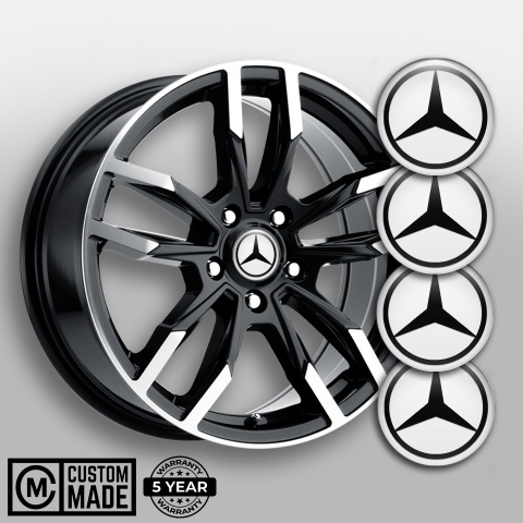Mercedes Wheel Stickers for Center Caps White Dark Star Logo Variant