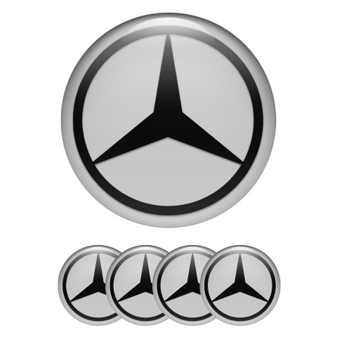 Mercedes Stickers for Center Wheel Caps Grey Base Dark Star Logo
