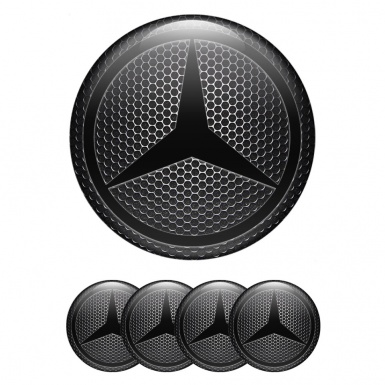 Mercedes Stickers for Wheels Center Caps Dark Mesh Black Star Logo