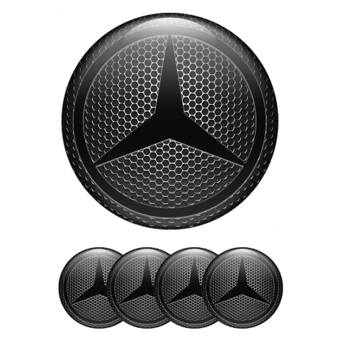 Mercedes Stickers for Wheels Center Caps Dark Mesh Black Star Logo