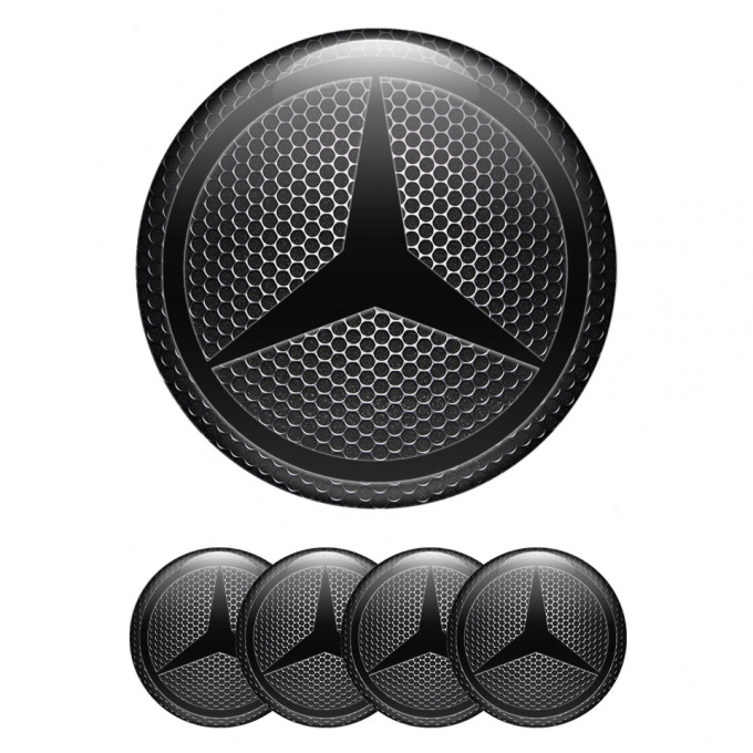 Mercedes Stickers for Wheels Center Caps Dark Mesh Black Star Logo