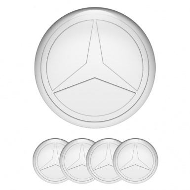 Mercedes Emblem for Center Wheel Caps White Fill Transparent Star Logo