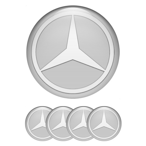 Mercedes Wheel Stickers for Center Caps Grey Print White Star Logo