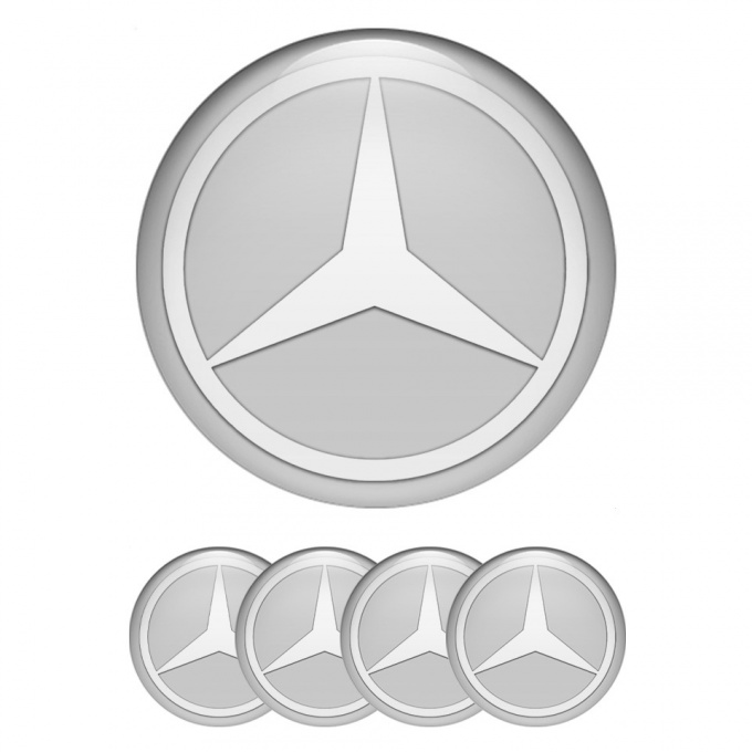 Mercedes Wheel Stickers for Center Caps Grey Print White Star Logo