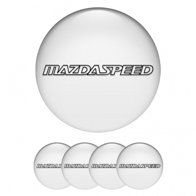 Mazda Speed Emblem for Wheel Center Caps White Print Dark Sport Logo