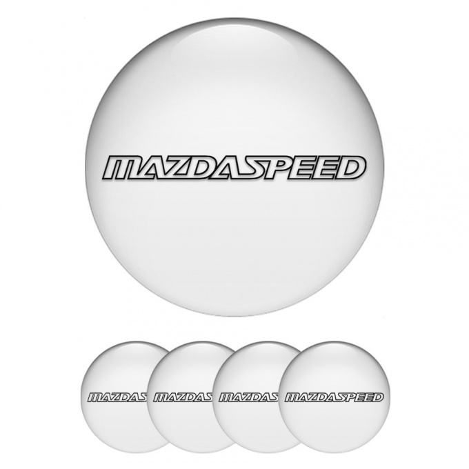 Mazda Speed Emblem for Wheel Center Caps White Print Dark Sport Logo