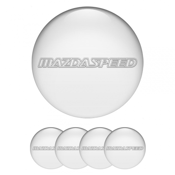 Mazda Speed Stickers for Wheels Center Caps Pearl Base White Contour Logo
