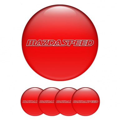 Mazda Speed Emblem for Wheel Center Caps Red Base White Contour