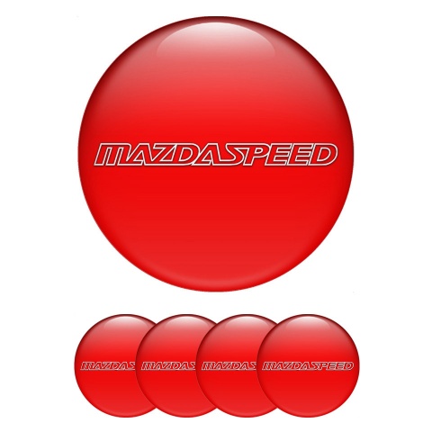 Mazda Speed Emblem for Wheel Center Caps Red Base White Contour