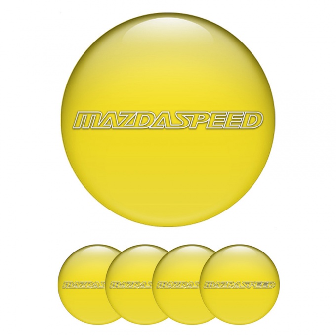 Mazda Speed Emblem for Center Wheel Caps Yellow Base White Contour