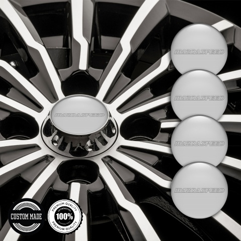 Mazda Speed Center Wheel Caps Stickers Grey Base White Contour Logo