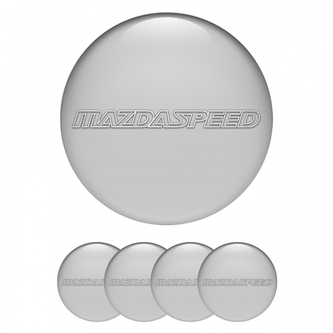 Mazda Speed Center Wheel Caps Stickers Grey Base White Contour Logo