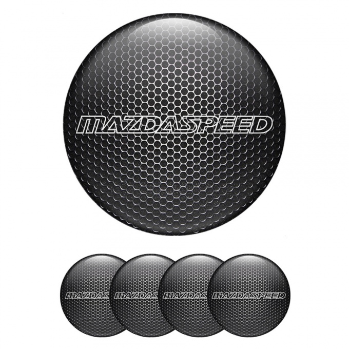 Mazda Speed Wheel Stickers for Center Caps Dark Mesh White Contour