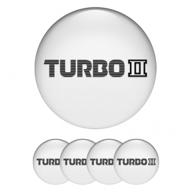 Mazda Turbo Stickers for Center Wheel Caps White Base Black Logo
