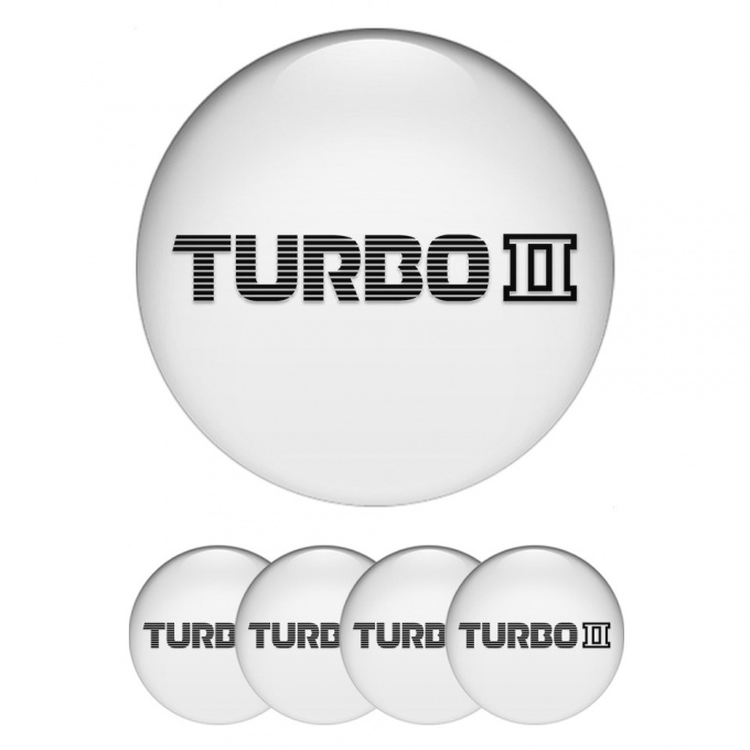 Mazda Turbo Stickers for Center Wheel Caps White Base Black Logo